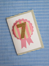Load image into Gallery viewer, Birthday Card With Candy Striped Number Badge
