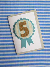 Load image into Gallery viewer, Birthday Card With Candy Striped Number Badge
