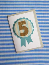 Load image into Gallery viewer, Birthday Card With Candy Striped Number Badge