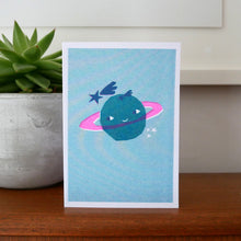 Load image into Gallery viewer, Saturn Riso Printed Greeting Card
