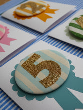 Load image into Gallery viewer, Birthday Card With Candy Striped Number Badge
