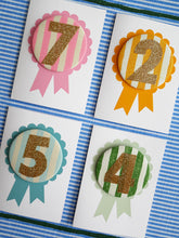 Load image into Gallery viewer, Birthday Card With Candy Striped Number Badge
