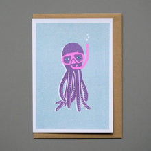 Load image into Gallery viewer, Octopus Riso Printed Card, A6

