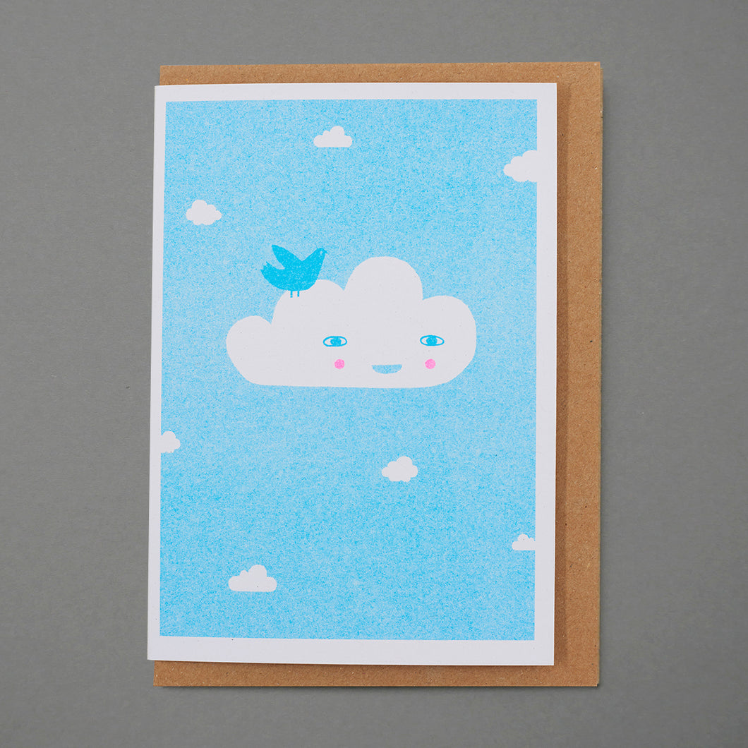Cloud Riso Printed Greeting Card, A6