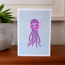 Load image into Gallery viewer, Octopus Riso Printed Card, A6
